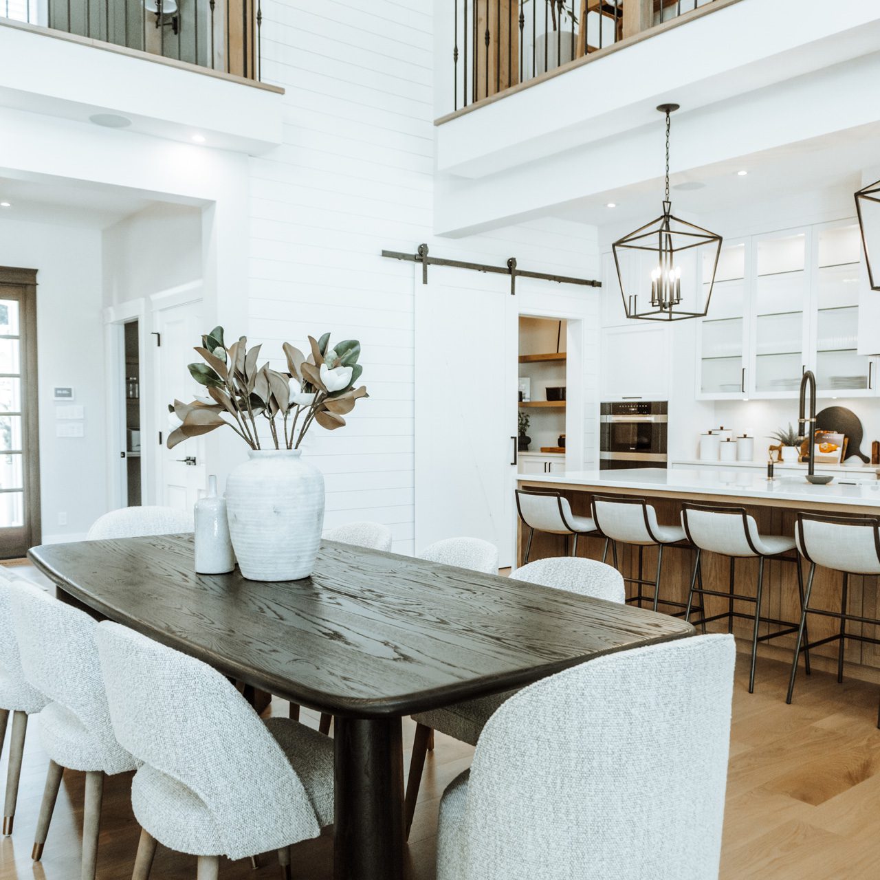 brookswood living area with high ceiling
